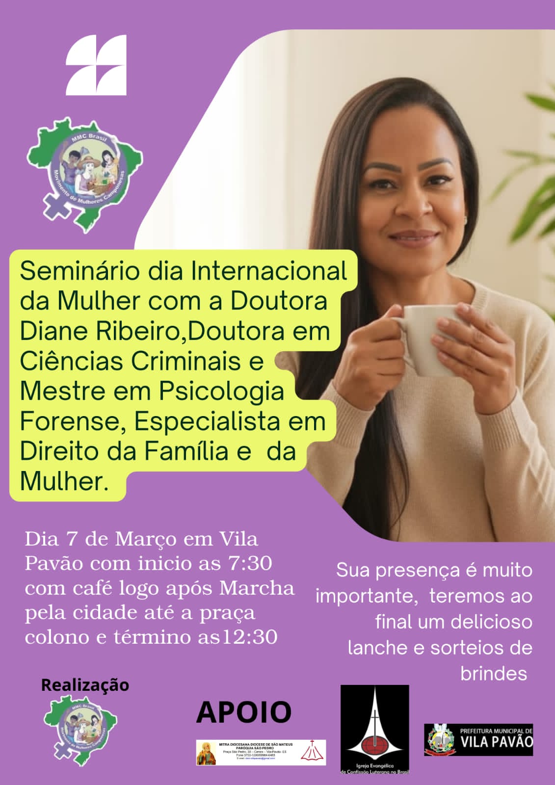 NOTÍCIA: Município recebe seminário e marcha pelo fim da violência contra a mulher neste sábado (7)
