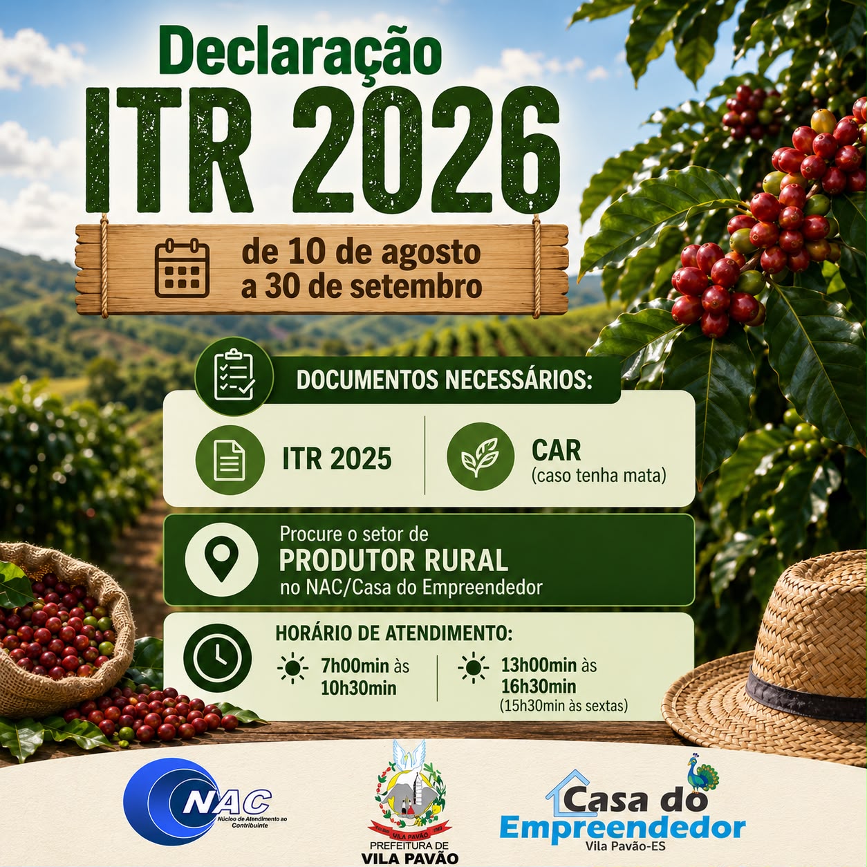 NOTÍCIA: Receita Federal divulga regras da DITR 2026; prazo para entrega começa em 10 de agosto