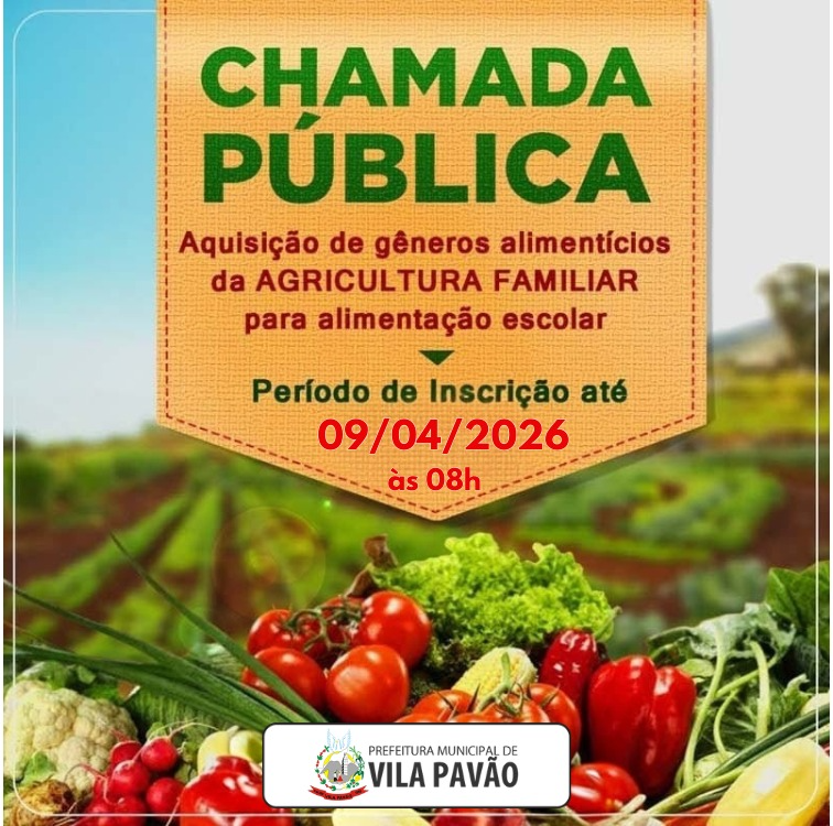 Prefeitura abre chamada pública para compra de alimentos da agricultura familiar para a merenda escolar