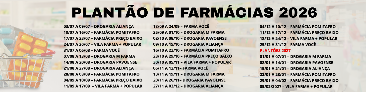PLANTÃO DE FARMÁCIA SEGUNDO SEMESTRE