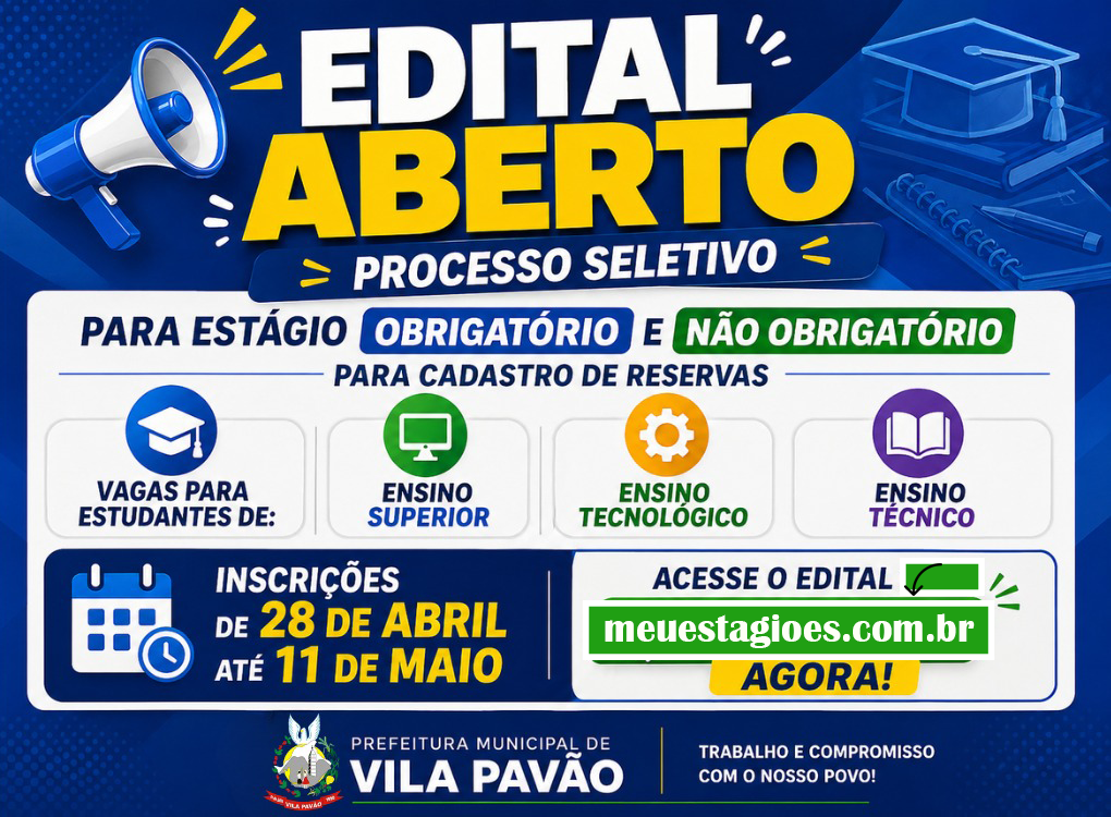 Imagem da notícia: Prefeitura abre inscrições para processo seletivo de estágios obrigatórios e não obrigatórios