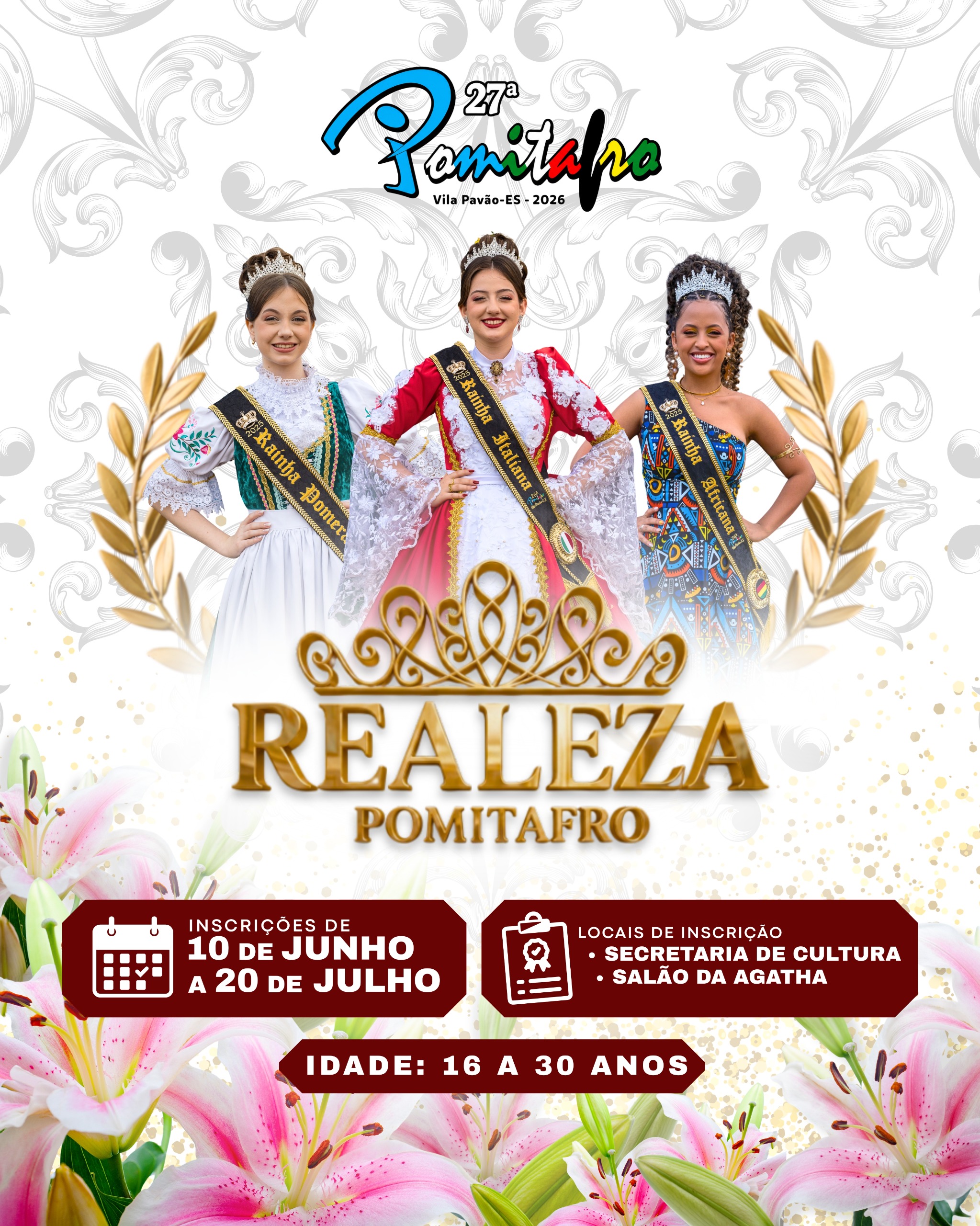 Imagem da notícia:  Estão abertas as inscrições para o Concurso de Rainhas da Pomitafro 2026