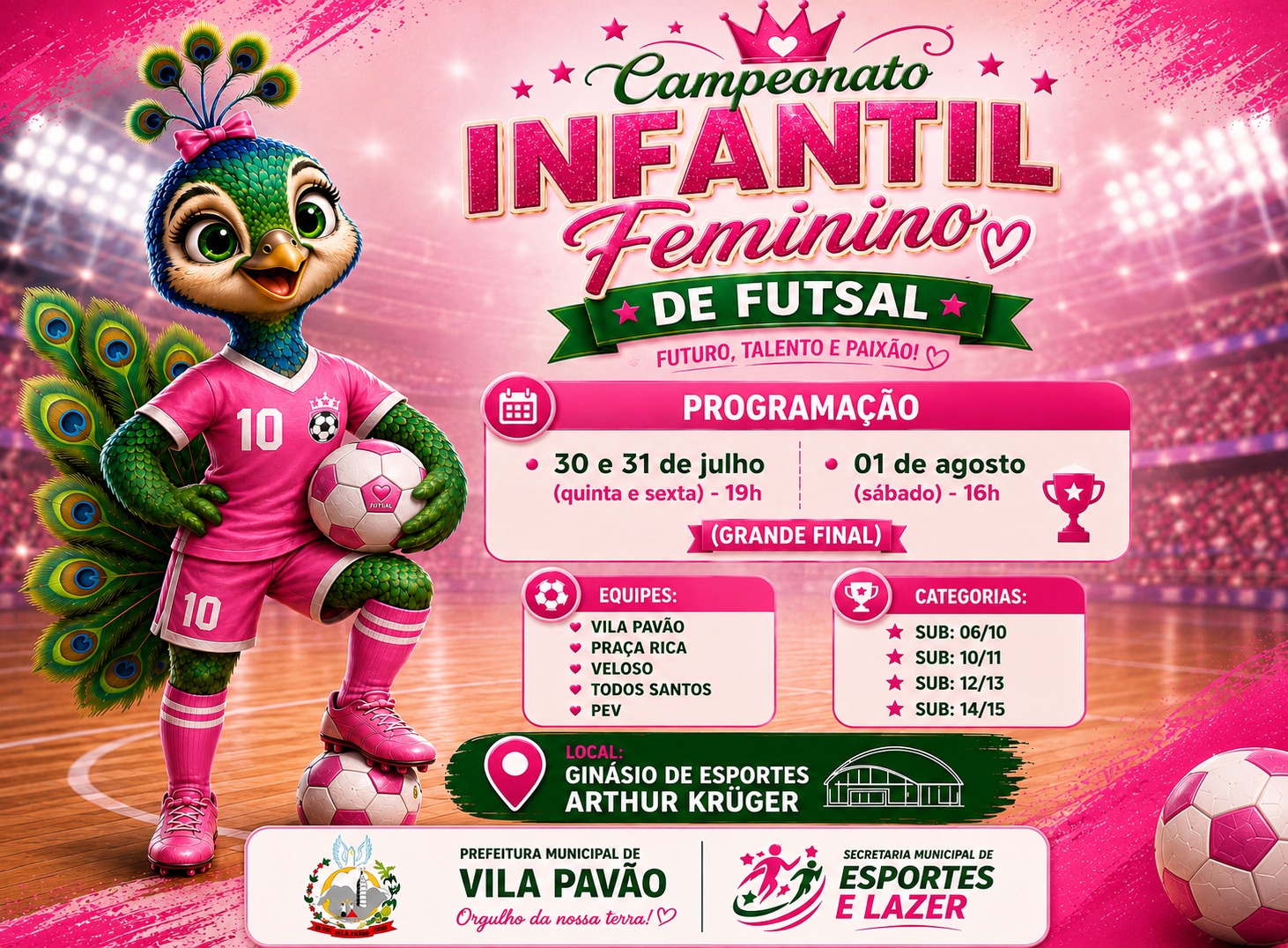 Imagem da notícia: Primeiro Campeonato Infantil Feminino de Futsal reúne mais de 80 atletas e celebra o crescimento do esporte feminino no município