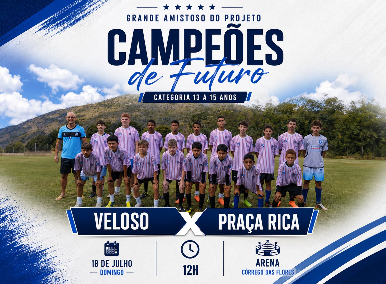 Imagem da notícia: Projeto Campeões de Futuro promove amistoso entre os núcleos de Veloso e Praça Rica neste domingo